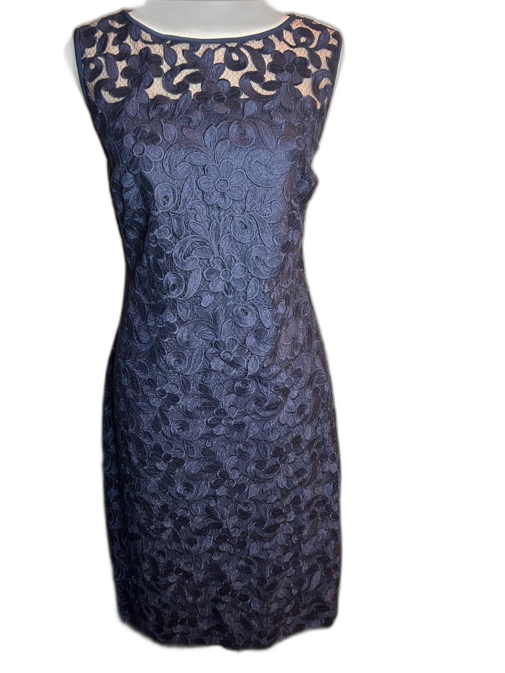 Lauren Ralph Lauren Navy Blue Lace Sleeveless Sheath Dress Size 12
